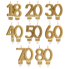 Tårtljus Dubbelsiffrigt Matt Guld